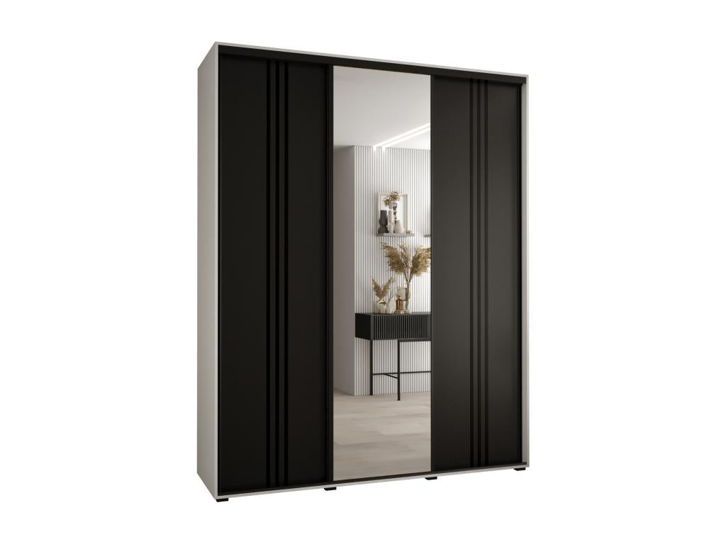 ARMOIRE Calmetop 7 À PORTES COULISSANTES 235.2/200/60 3 portes Blanc/Noir/Noir 58829LOSJ