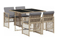 Ensemble à manger de jardin avec coussins 5 pièces Beige poly rotin 97691UFBN