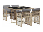 Ensemble à manger de jardin avec coussins 5 pièces Beige poly rotin 97691UFBN