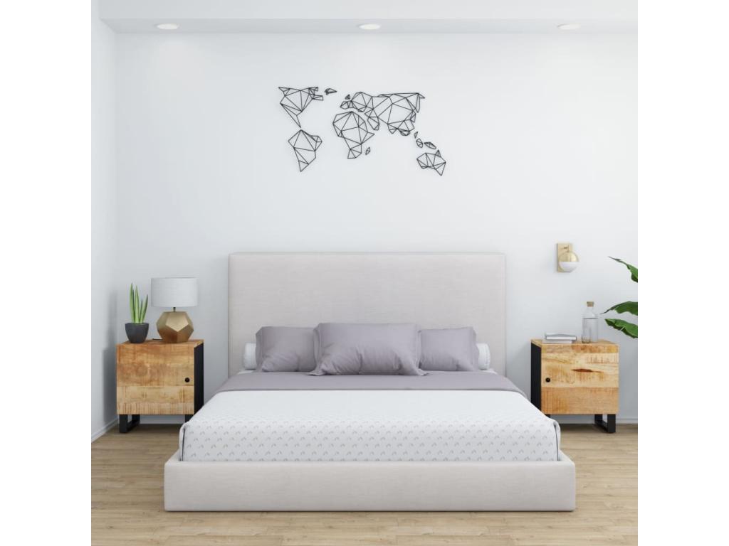 Tables de chevet 2 pcs 40x33x46 cm Bois de manguier solide 98811QLMQ