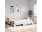 Lit de jour avec gigogne et matelas crème 80x200 cm tissu 04654KVUV