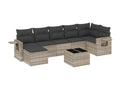 Salon de jardin 8 pièces avec coussins gris clair résine tressée 77860YLFY