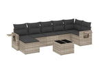 Salon de jardin 8 pièces avec coussins gris clair résine tressée 77860YLFY