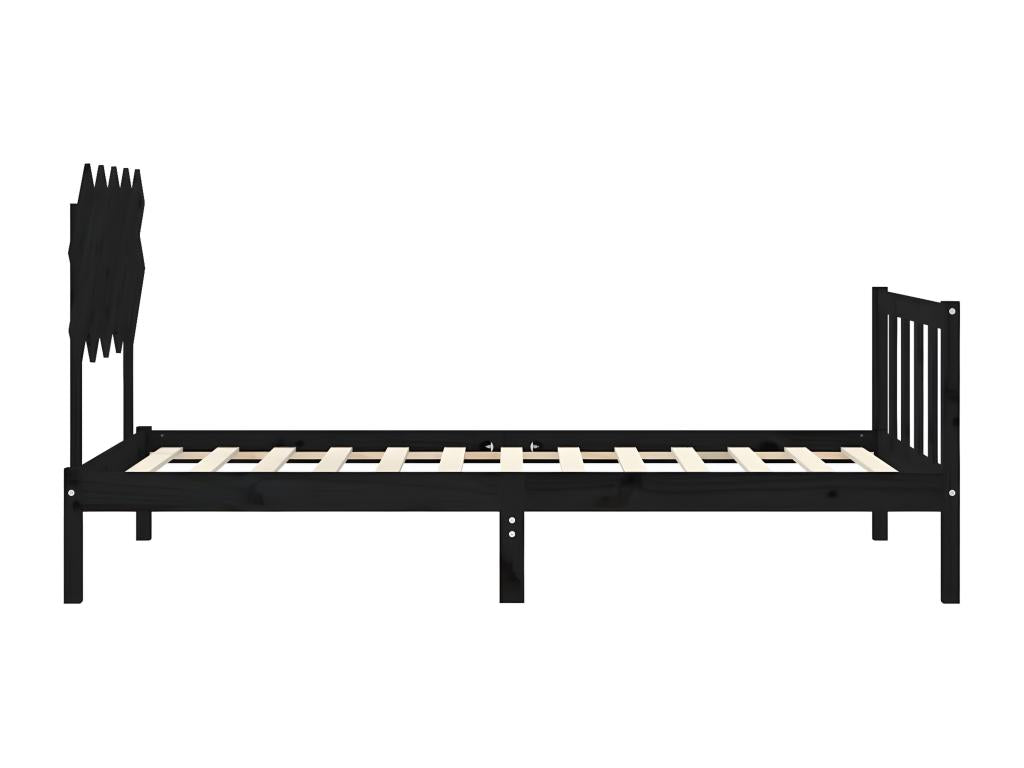 Cadre de lit sans matelas noir 100x200 cm bois massif de pin 99099ETPV