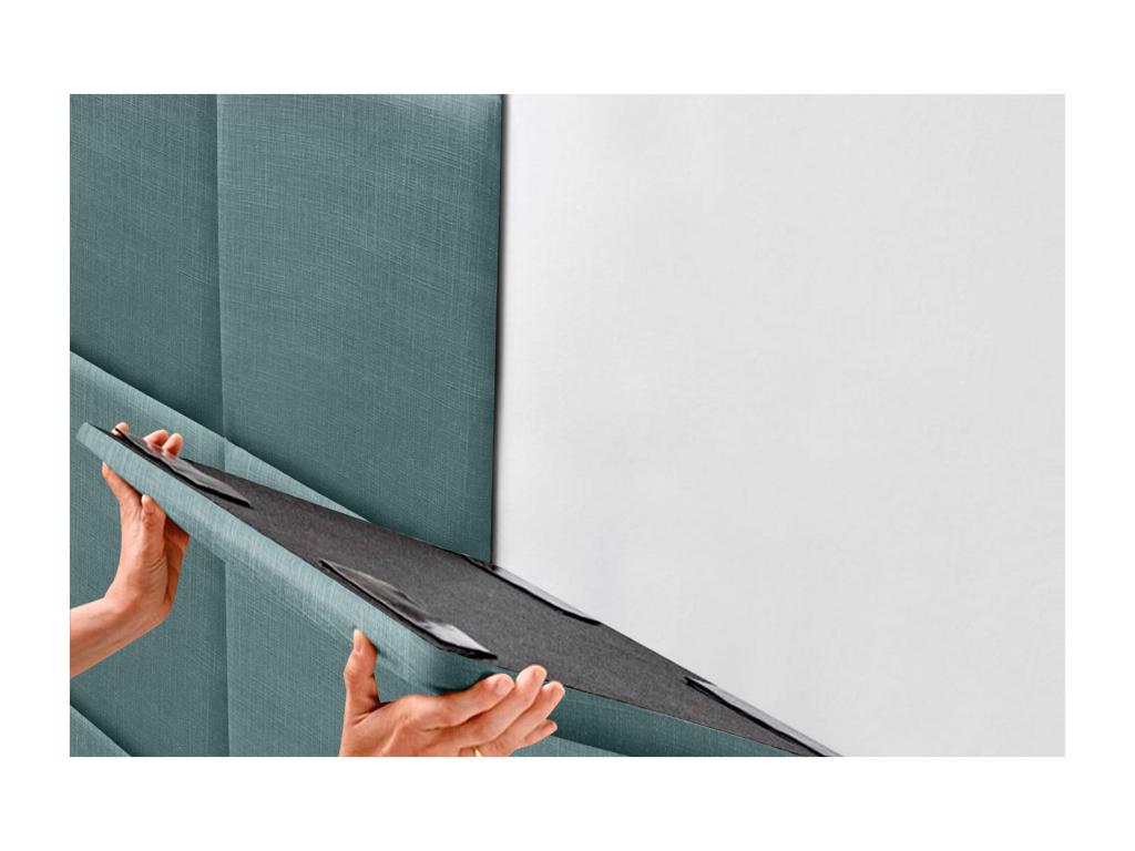 Artvivrestore Tête de lit capitonnée en lin naturel composée de panneaux autocollants interchangeables pour chambre de luxe rembourrée turquoise 110 cm 87369NQQB