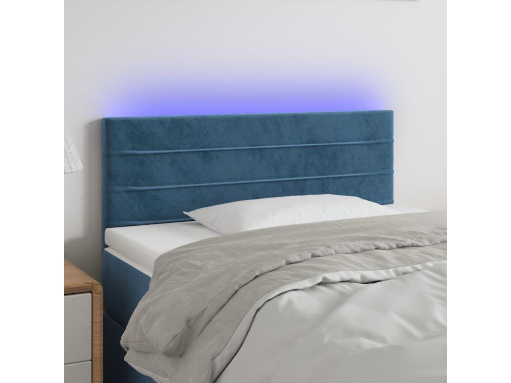 Tête de lit à LED Bleu foncé 90x5x78/88 cm Velours 80047SBUG
