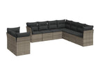 Salon de jardin 9 pcs avec coussins gris résine tressée 85791SLTL