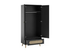 Armoire 2 Portes et 1 Tiroir avec Cannage en Rotin L85 x H195 cm - Canne 93894IWLG