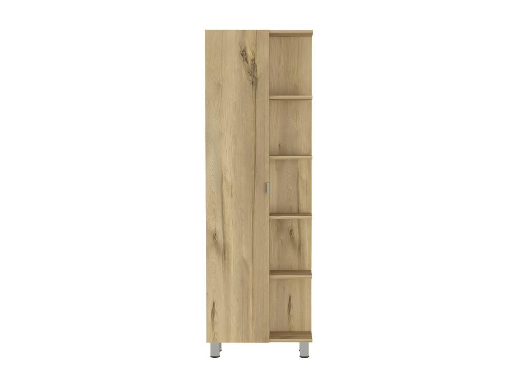 Colonne de salle de bain Nidchicshop en mélamine avec cinq étagères externes et quatre étagères internes 158 cm X 51.18 cm X 21.46 cm Gris / argenté 10641HYIS