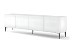 Meuble TV meuble Hi-fi sur pied Blanc Mat 200x42x56cm RAVI C DIAMANT Pied noir 20711DRRN