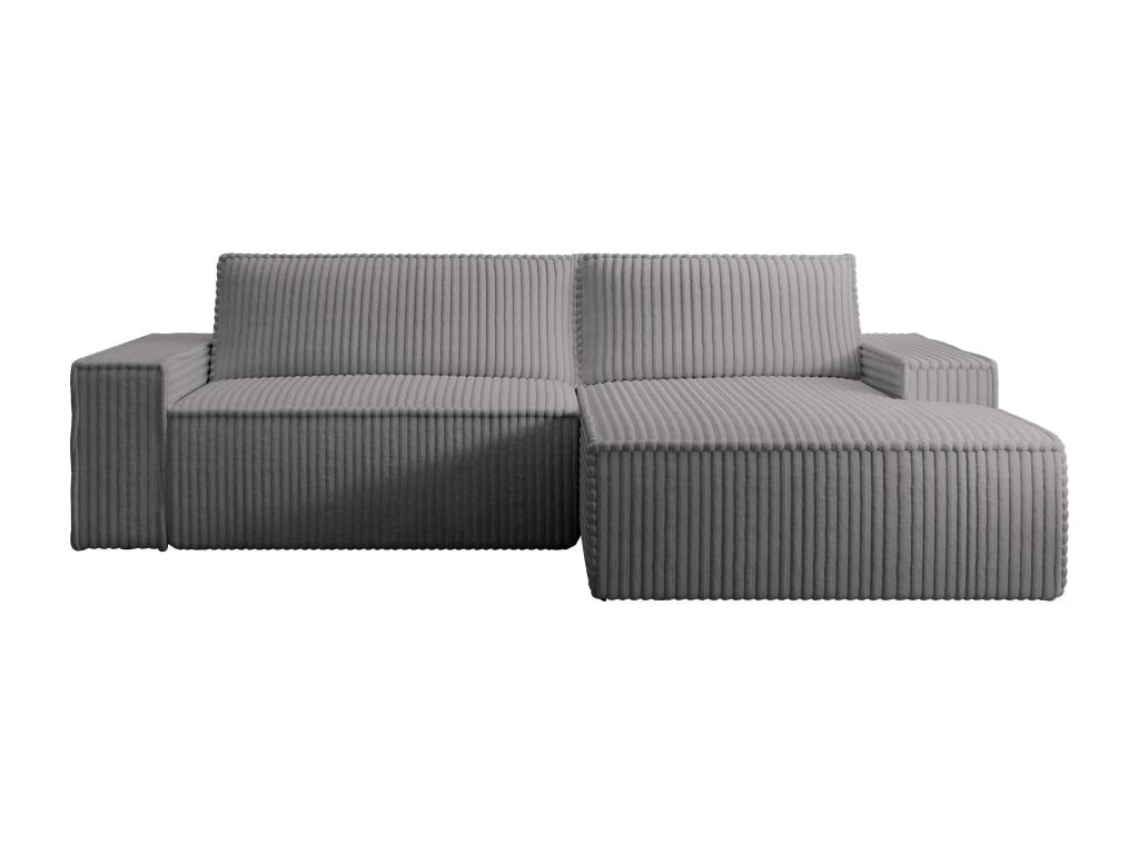 Canapé d'angle droit convertible en velours tricoté grosses côtes gris anthracite Artvivrestore 87841AZWQ