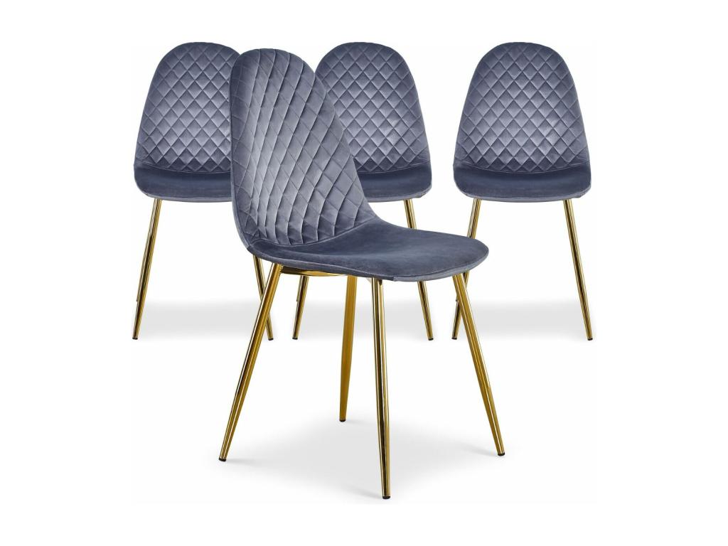 Lot de 4 Chaises en Velours Artvivrestore 87cm Argent 69350TEBC