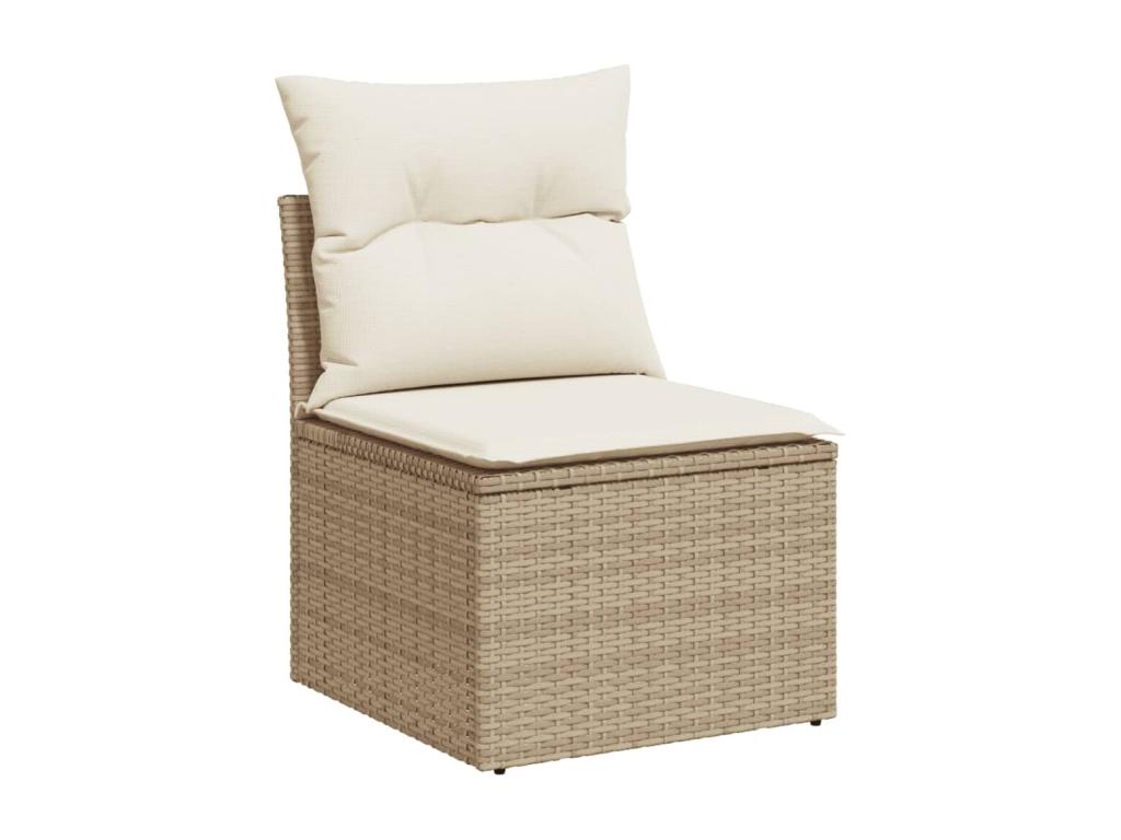 Salon de jardin avec coussins 10 pièces beige résine tressée 69843ELBQ