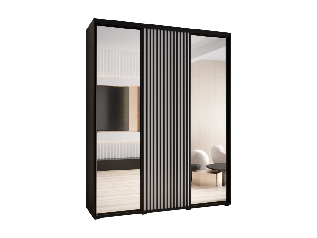 ARMOIRE Artvivrestore 2 À PORTES COULISSANTES 235.2/190/60 3 Portes Noir/Blanc 90930GTGD
