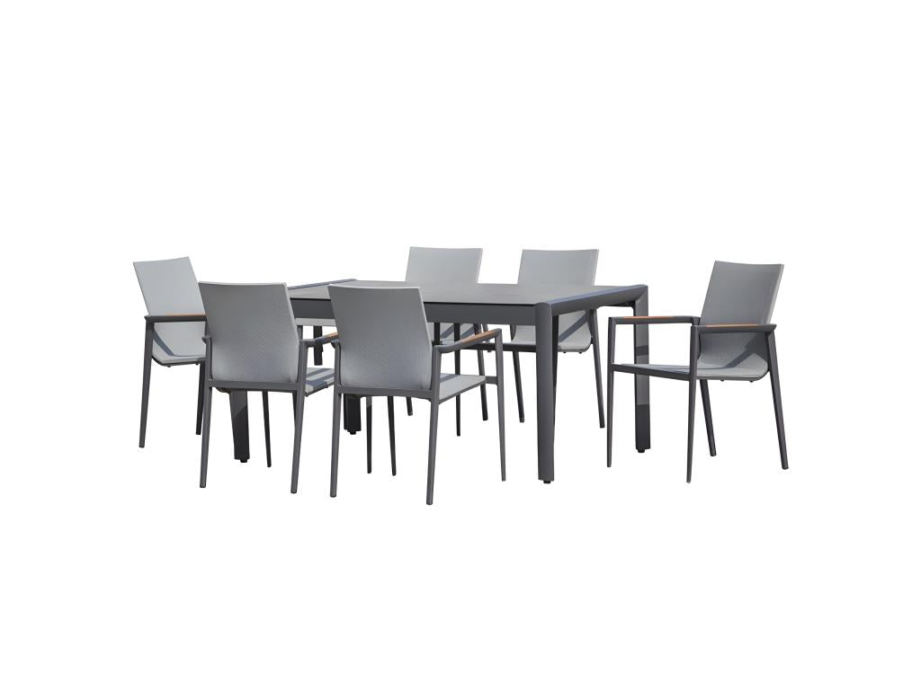 Table de jardin plateau verre trempé pour 6 convives - Artvivrestore 78801EQJT