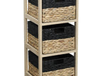 Chiffonnier en bois 3 paniers jacinthe naturel et noir 76016FXMH