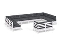 Salon de jardin 12 pcs avec coussins blanc bois de pin solide 63990QSEA