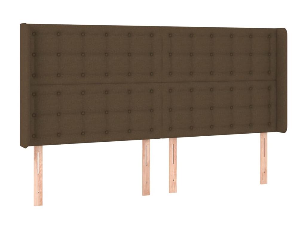 Tête de lit avec oreilles Marron foncé 183x16x118/128 cm Tissu 21789QMQK