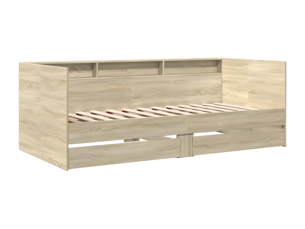 Lit de jour et tiroirs chêne Artvivrestore 75x190cm bois d'ingénierie 87993YZOG