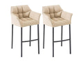Lot de 2 Tabouret de bar - Tissu / Métal - Crème - Calmetop 09043UQIM