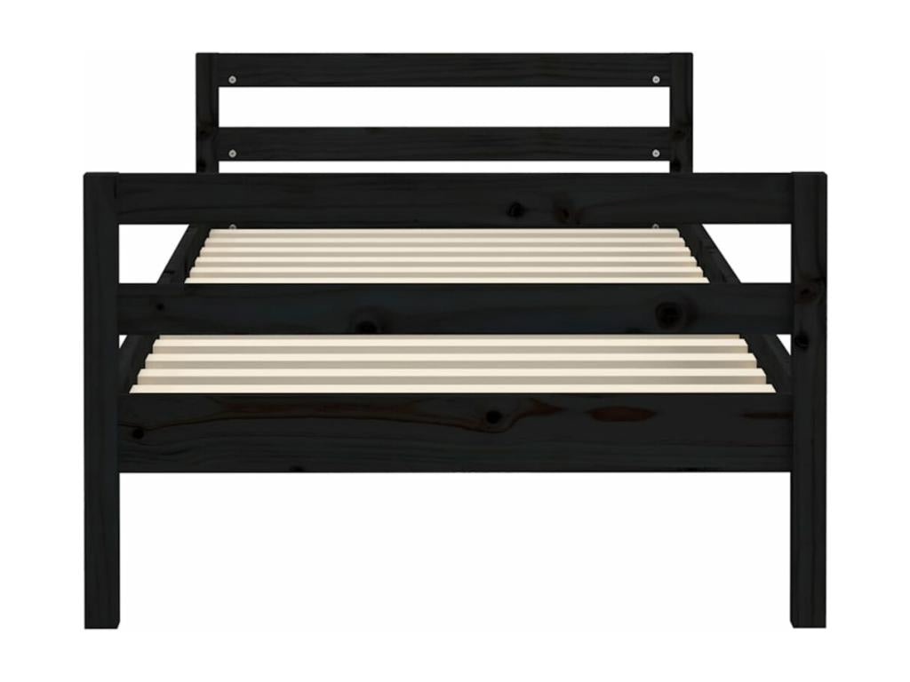 Cadre de lit Noir 75x190 cm Bois de pin massif 79659HZUI