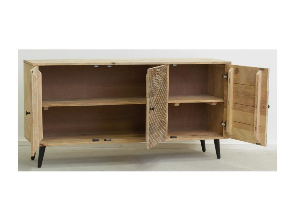 Buffet en manguier gravé et métal Calmetop 27104HFGR