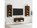 Meuble TV mural 4 pcs avec Calmetopères LED chêne marron 55810MYTG