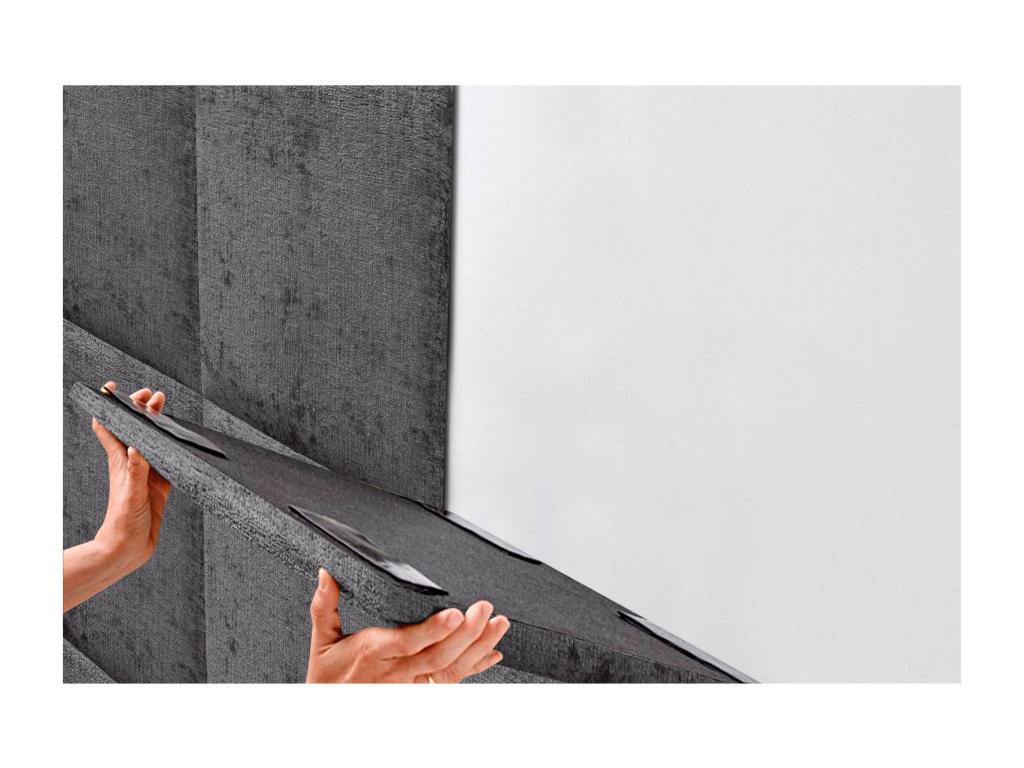 Calmetop Tête de Lit Rembourrée en Laine Écologique Composée de Panneaux Autocollants Interchangeables Chambre de Luxe Rembourrée Gris Foncé 105 cm 70871ACBT