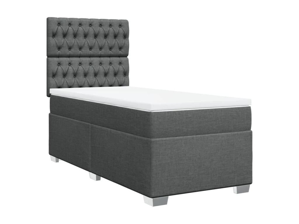 Sommier à Calmetop de lit avec matelas Gris foncé 100x200cm Tissu 73281QZSR