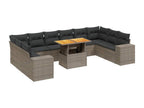 Salon de jardin 11 pcs avec coussins gris résine tressée 82402GZUR