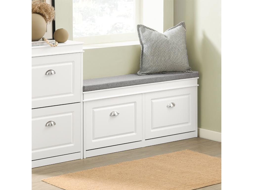 Banc de Rangement à Chaussures Meuble d'entrée avec Coussin FSR64-W 66897VKJG