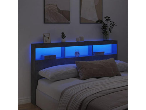 Armoire tête de lit avec LED gris béton 180x17x102 50254FSFT