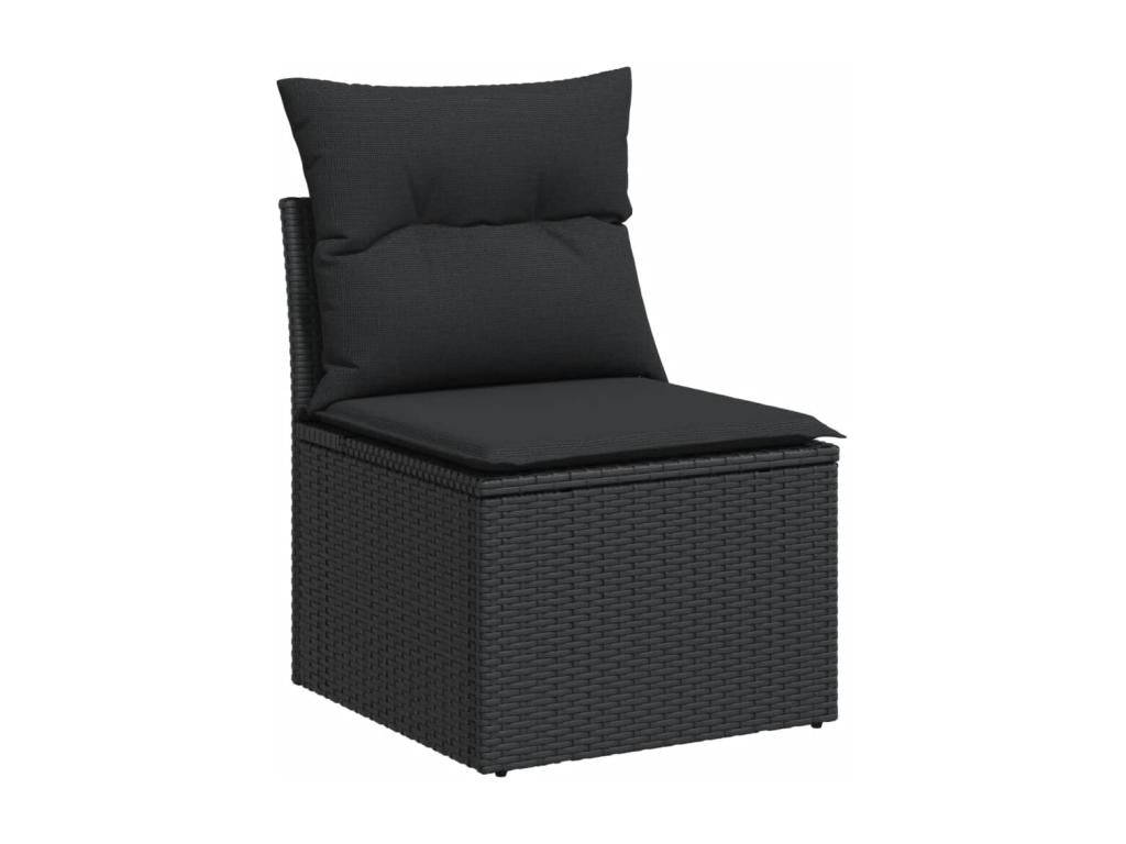 Salon de jardin 8 pcs avec coussins noir résine tressée 65417RAKC