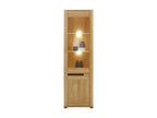 Vitrine 2 portes Chêne/Gris à LEDs - CRACOVIE - L 58 xl 39.5 x H 193.5 cm 07672XTYK