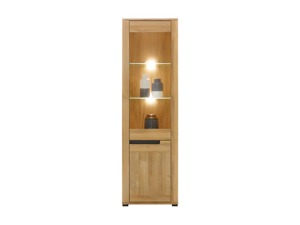 Vitrine 2 portes Chêne/Gris à LEDs - CRACOVIE - L 58 xl 39.5 x H 193.5 cm 07672XTYK