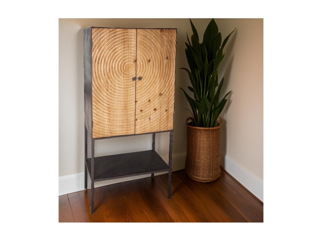 Meuble de rangement 2 portes en fer et bois Sun 05233FAFP