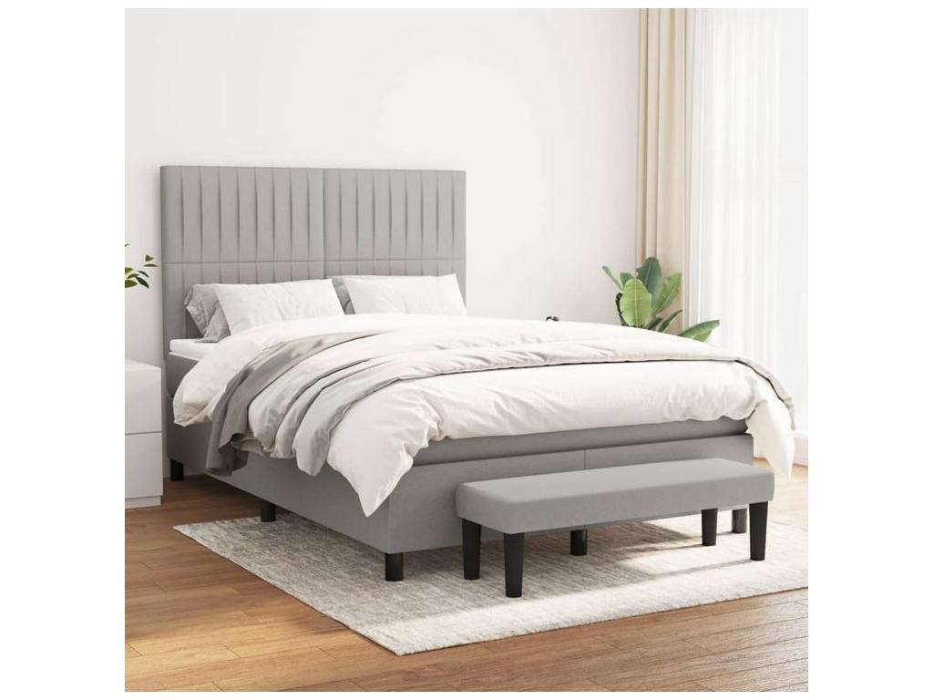 Sommier à Artvivrestore de lit avec matelas Gris clair 140x200 Tissu 14784NMEA