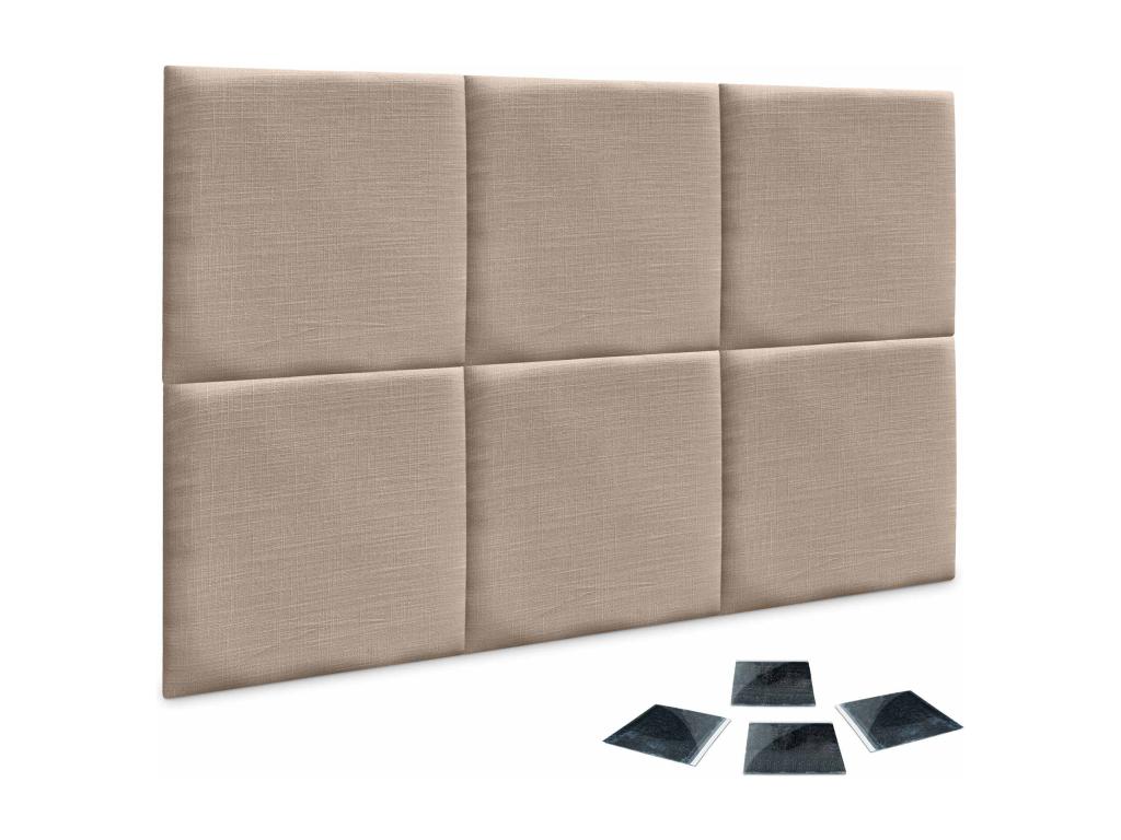 Calmetop Ensemble de 6 Panneaux muraux en lin autocollants absorption acoustique protection contre les chocs et Têtes de Lit Terre 60x60cm x6 45915GWOB