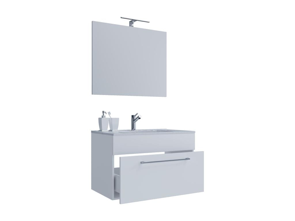 Artvivrestore 3-pièces lavabo meuble de salle de bains ensemble lavabo Artvivrestore tiroir miroir blanc - 80 44061AXGG