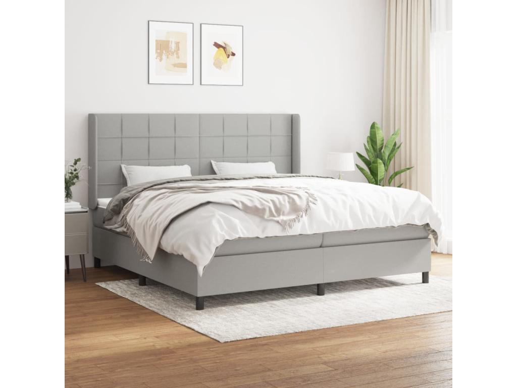 Lit à sommier tapissier avec matelas Gris clair 200x200cm Tissu 80885UMMW