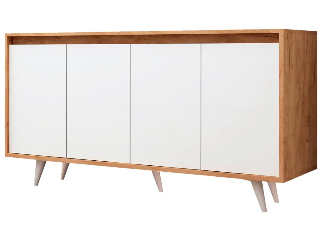 Meuble En Chêne Blanc Avec Panneaux De Particules Mélaminés- 140x86x40 cm 53272XGSQ