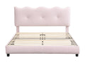 Lit Adulte 140x200 cm avec vagues et nuages ​​Tête de lit réglable Sans matelas Velvet Rose 01053YGJD