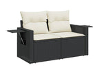 Salon de jardin 10 pièces avec coussins noir résine tressée 66969VRML