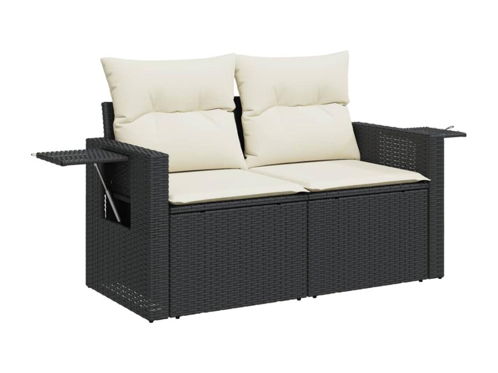 Salon de jardin 10 pièces avec coussins noir résine tressée 66969VRML