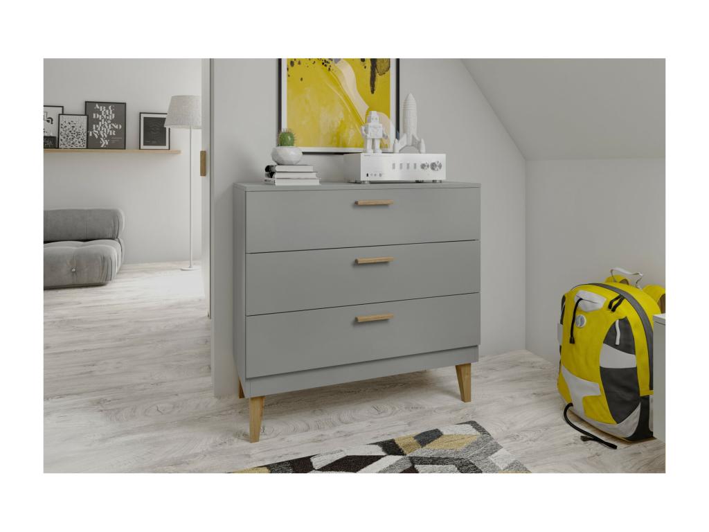 Commode grise et pieds en bois de chêne Calmetop 38950DOTJ