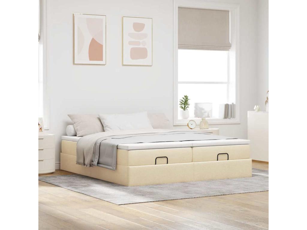 Cadre de lit Calmetop avec matelas crème 180x200 cm tissu 40167QIVC