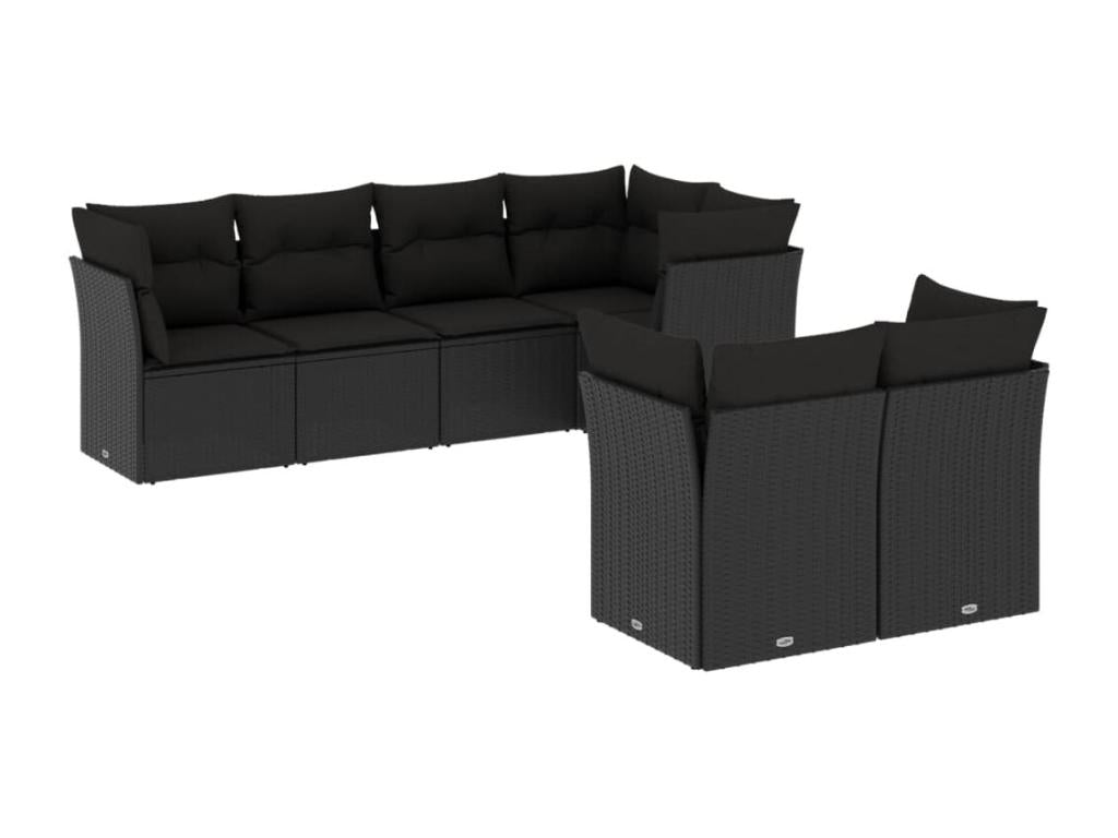 Salon de jardin 7 pcs avec coussins noir résine tressée 20642DLQV