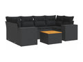 Salon de jardin 7 pcs avec coussins noir résine tressée 34806QHUP