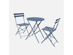 Table de jardin bistrot pliable ronde 60x70cm- avec deux chaises pliantes- acier thermolaqué 82930JMBM