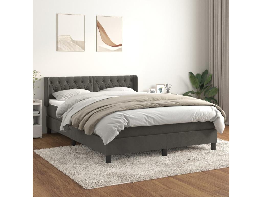 Sommier à Artvivrestore de lit et matelas Gris foncé 140x200 Velours 32282ZVXU